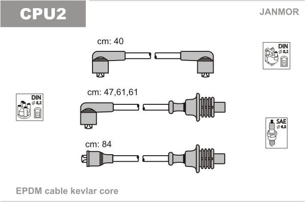 JANMOR Uždegimo laido komplektas prekės numeris: CPU2 nebrangu