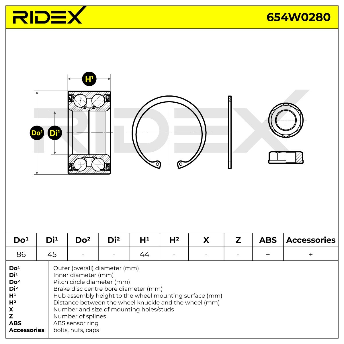 RIDEX Wheel bearing kit Article number: 654W0280 cheaply