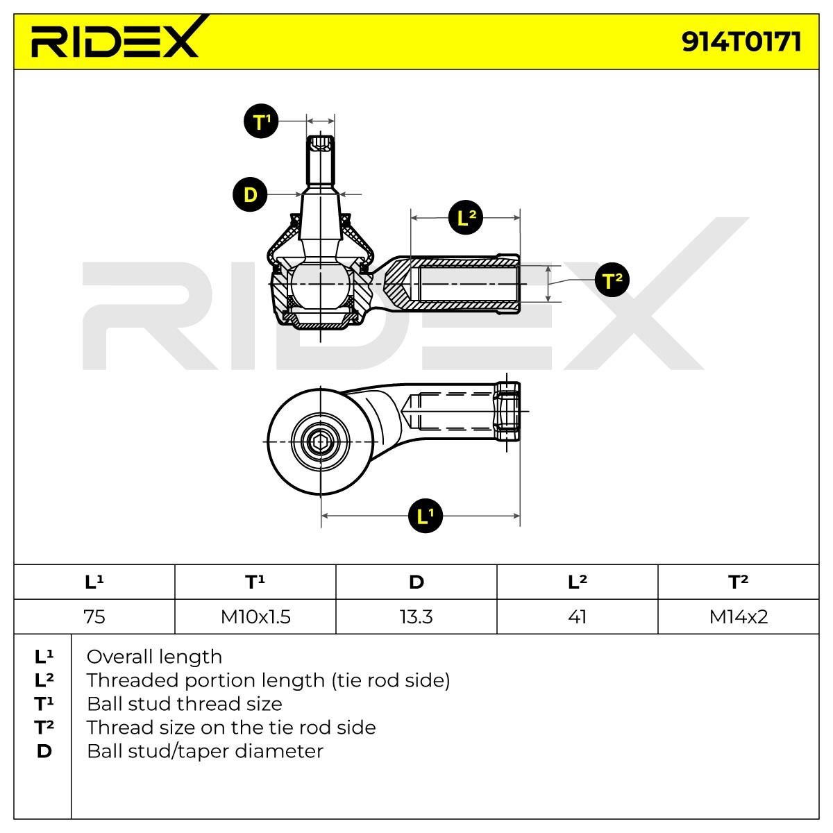 RIDEX Track rod end Article number: 914T0171 cheaply