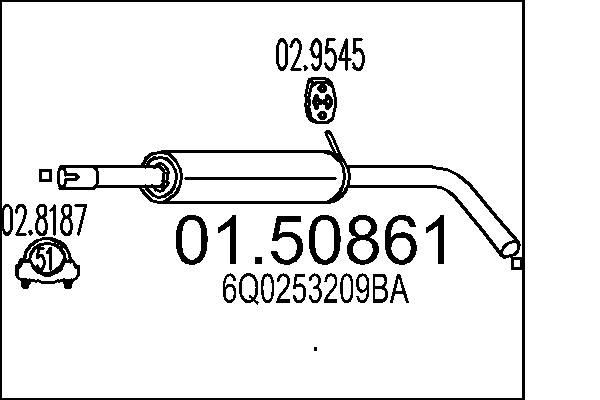 MTS Middle silencer Article number: 01.50861 cheaply
