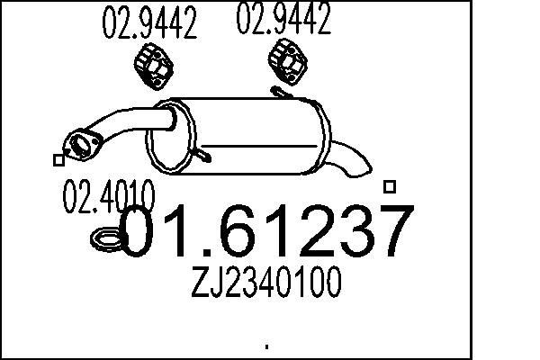 MTS Rear silencer Article number: 01.61237 cheaply