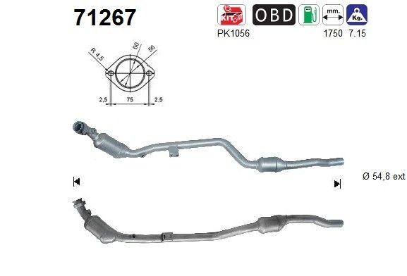 AS Catalytic converter Article number: 71267 cheaply