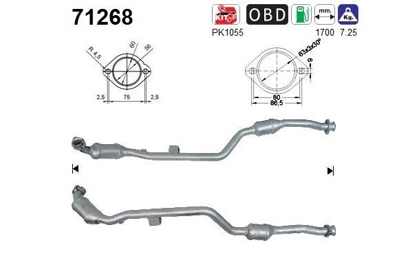 AS Catalytic converter Article number: 71268 cheaply