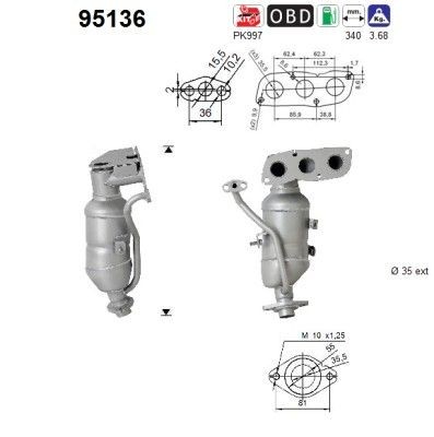 AS Catalytic converter Article number: 95136 cheaply