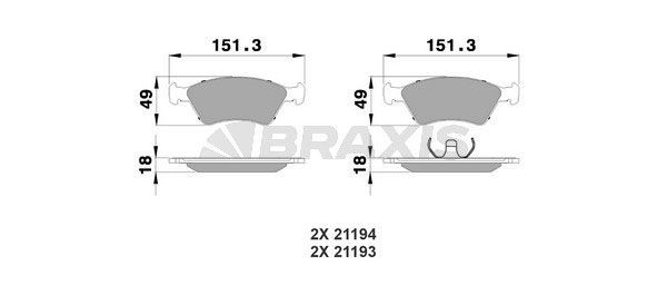BRAXIS Brake pad set Article number: AA0122 cheaply
