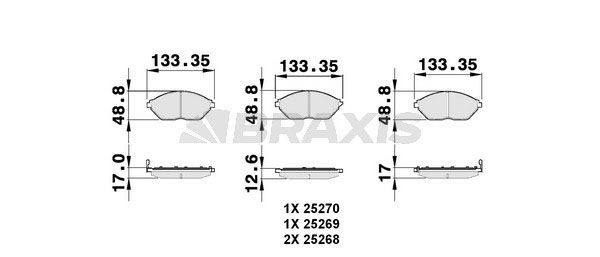 BRAXIS Brake pad set Article number: AB0151 cheaply