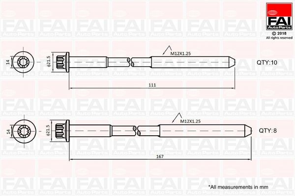 FAI AutoParts Bolt Kit, cylinder head Article number: B2124 cheaply