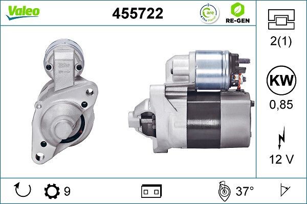 VALEO Starter motor REMANUFACTURED PREMIUM Article number: 455722 cheaply
