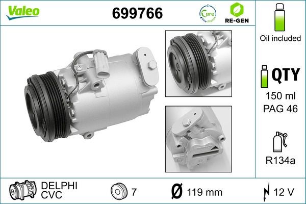 VALEO Air conditioning compressor Article number: 699766 cheaply