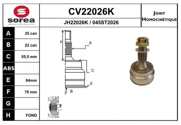 EAI Joint kit, drive shaft Article number: CV22026K cheaply