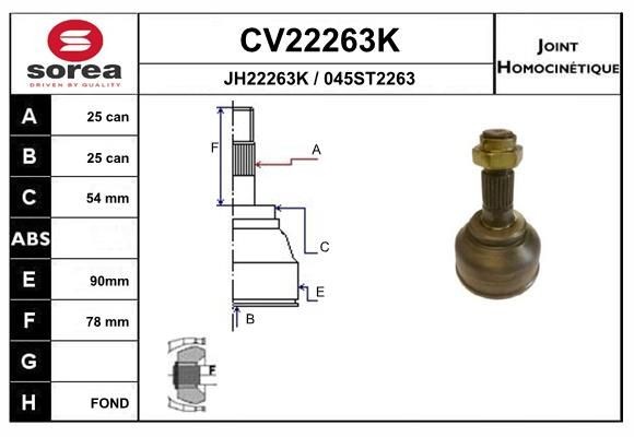 EAI Joint kit, drive shaft Article number: CV22263K cheaply