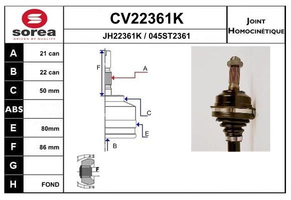 EAI Joint kit, drive shaft Article number: CV22361K cheaply