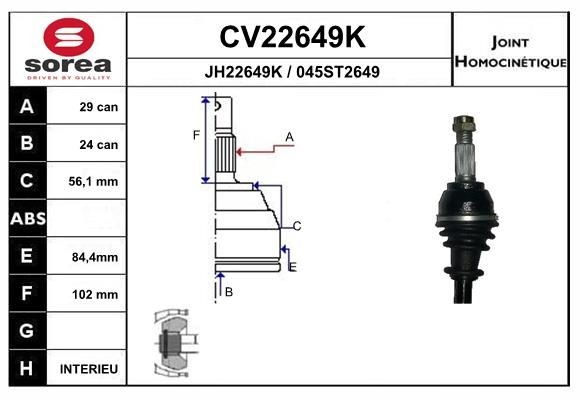 EAI Joint kit, drive shaft Article number: CV22649K cheaply