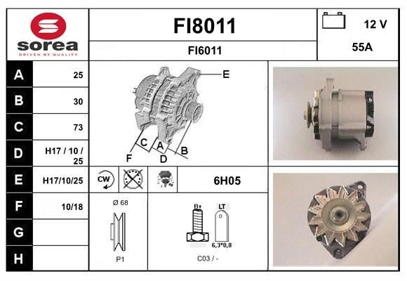 SNRA Alternator Article number: FI8011 cheaply