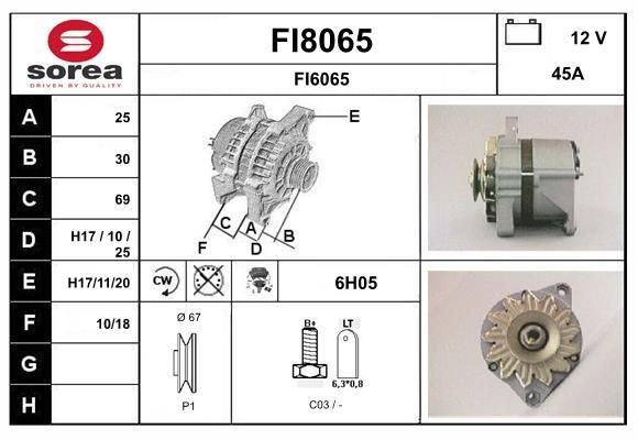 SNRA Alternator Article number: FI8065 cheaply