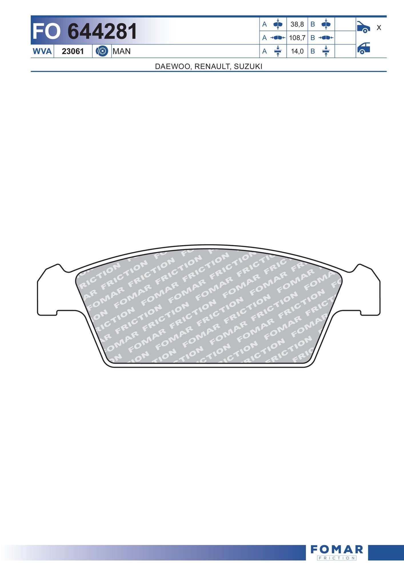 FOMAR Friction Piduriklotsid Artikli number: FO 644281 soodsalt