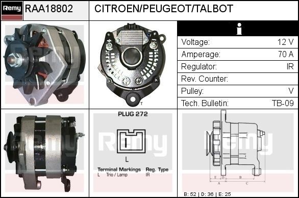 DELCO REMY Alternator Article number: RAA18802 cheaply