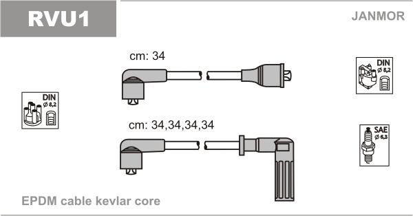 JANMOR Ignition Cable Kit Article number: RVU1 cheaply