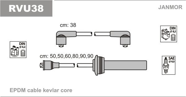 JANMOR Ignition Cable Kit Article number: RVU38 cheaply