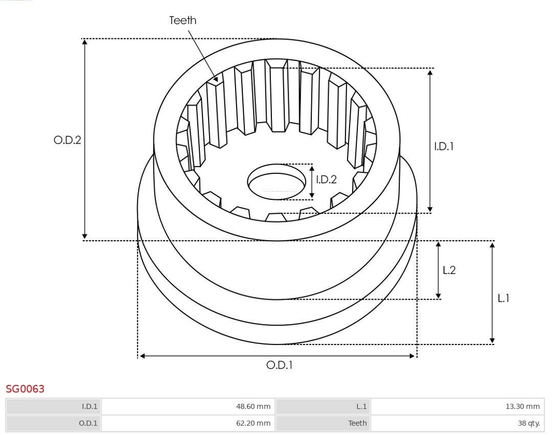 AS-PL Gearring, planetgear (starter) Varenummer: SG0043 billige