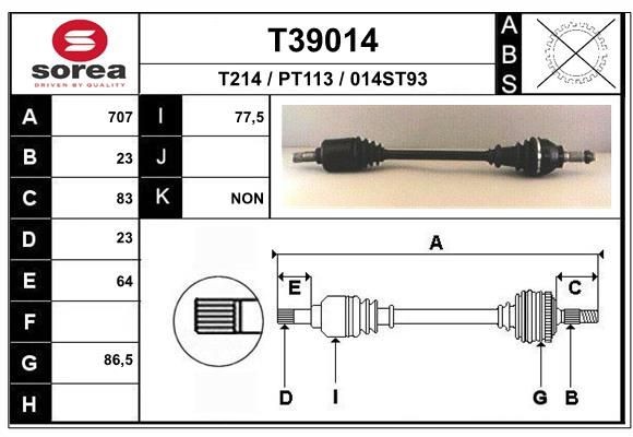 EAI Drive shaft Article number: T39014 cheaply