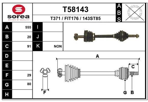 EAI Drive shaft Article number: T58143 cheaply