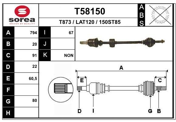 EAI Drive shaft Article number: T58150 cheaply