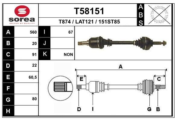 EAI Drive shaft Article number: T58151 cheaply
