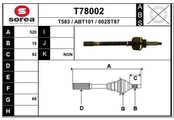 EAI Drive shaft Article number: T78002 cheaply