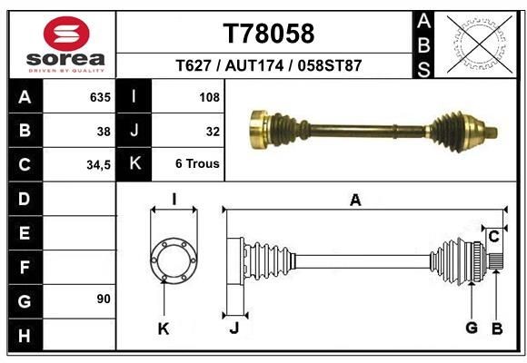EAI Drive shaft Article number: T78058 cheaply