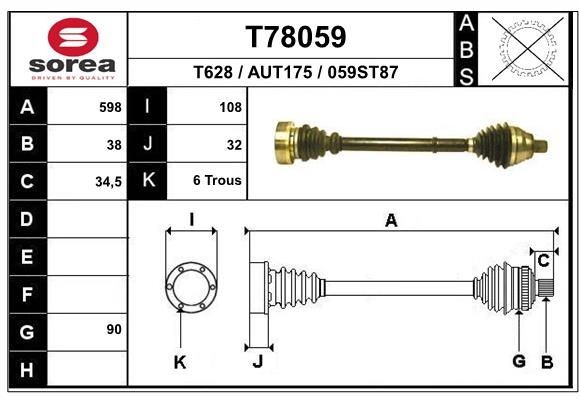 EAI Drive shaft Article number: T78059 cheaply