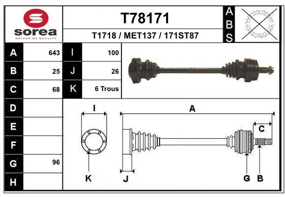 EAI Drive shaft Article number: T78171 cheaply