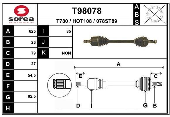 EAI Árbol de transmisión Número de artículo: T98078 a buen precio