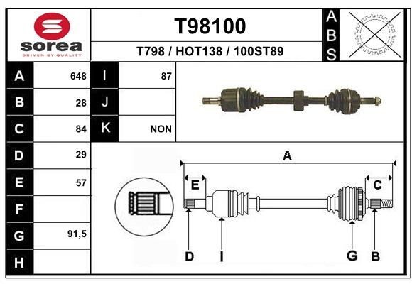EAI Drive shaft Article number: T98100 cheaply