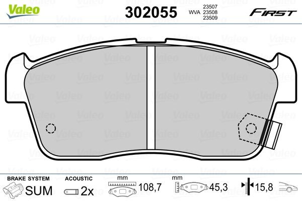 VALEO Brake pad set Article number: 302055 cheaply