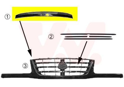 VAN WEZEL 5249519 Trim / Protective Strip, radiator grille GRAND VITARA 2.7 (JA 627) 184 PS Petrol 2006