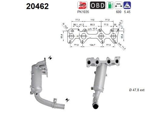 AS Catalytic converter Article number: 20462 cheaply