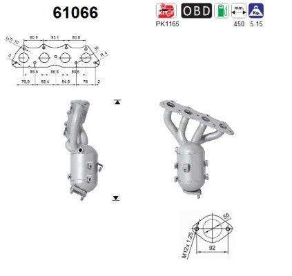 AS Catalytic converter Article number: 61066 cheaply