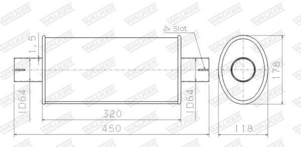 WALKER Middle Silencer, universal Article number: 32118 cheaply