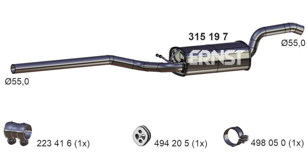 ERNST Middle silencer Article number: 315197 cheaply