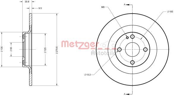 METZGER Brake disc Article number: 6110833 cheaply