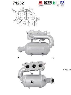 AS Catalytic converter Article number: 71282 cheaply