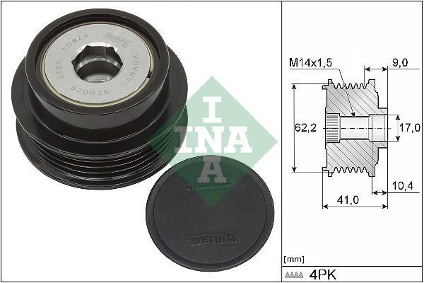 INA Alternator Freewheel Clutch Article number: 535 0338 10 cheaply