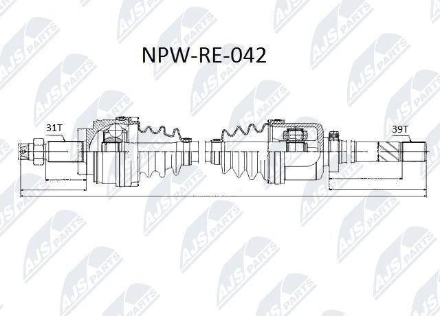 NTY Drive shaft Article number: NPW-RE-042 cheaply