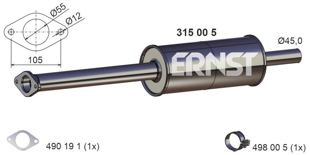 ERNST Front Silencer Article number: 315005 cheaply