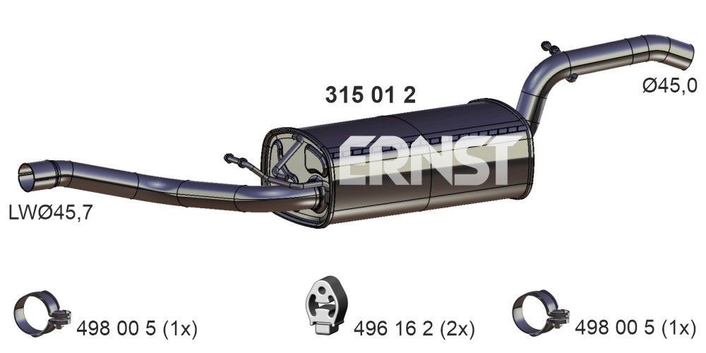 ERNST Middle silencer Article number: 315012 cheaply