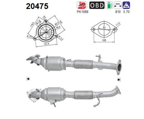 AS Catalytic converter Article number: 20475 cheaply