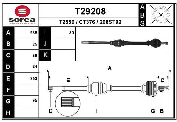 EAI Drive shaft Article number: T29208 cheaply