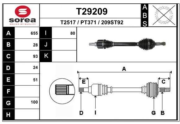 EAI Drive shaft Article number: T29209 cheaply