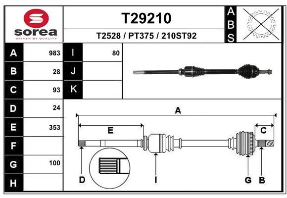 EAI Drive shaft Article number: T29210 cheaply